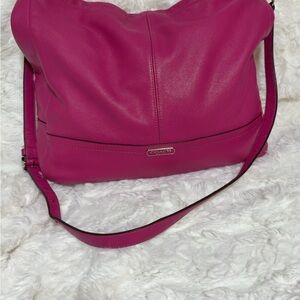 Coach Pink Leather Hobo Shoulder Bag
